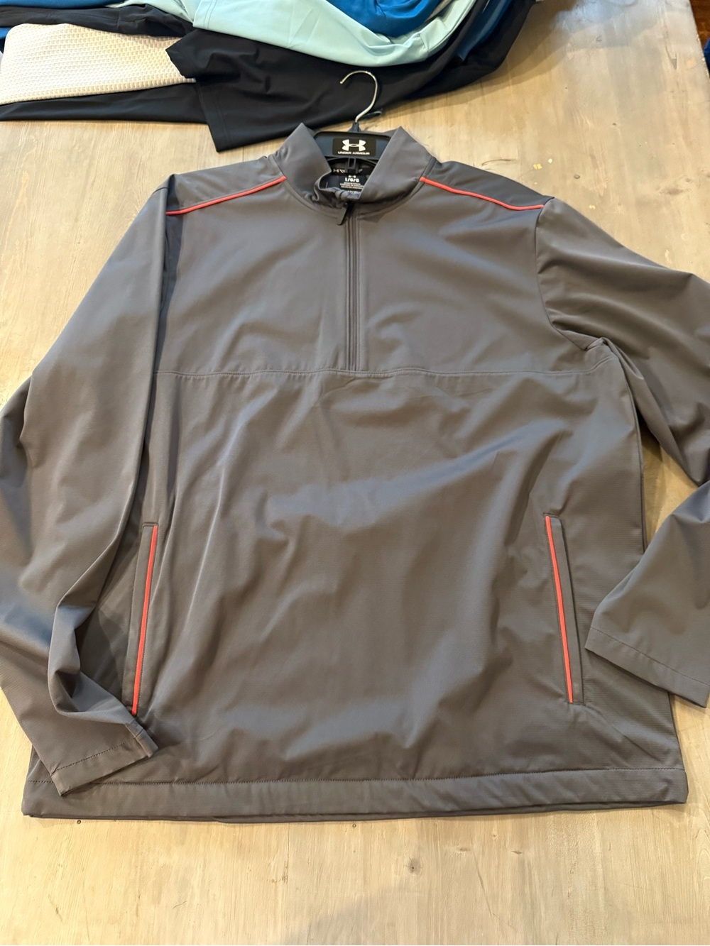 Under Armour Men’s Gray Quarter-Zip Pullover with Red Accent